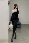 marc le bihan color block off shoulder dress 2869 E23 black/mastic black/mastic